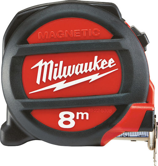 Milwaukee Magnetic Tape Tape Measure with Auto-Rewind and Magnet 8m