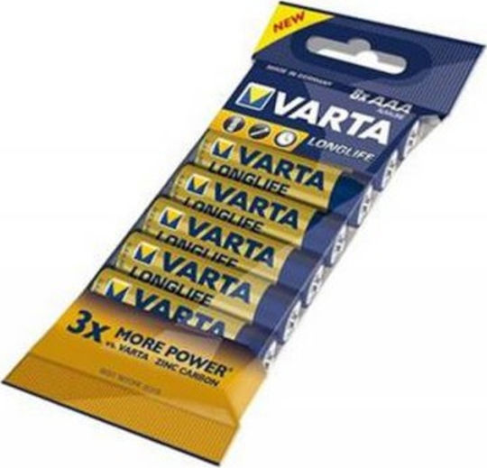 Varta 8 Pack Alkaline Batteries AAA LongLife 1.5V 04103101328