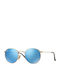 Ray Ban Round Metal RB 3447/N 001/9O Sunglasses with Gold Metal Frame and Blue Mirror Lens RB3447N 001/9O