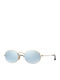 Ray Ban Unisex Sonnenbrille mit Gold Metall Gestell und Hellblau Spiegel Linse RB3547N 001/30