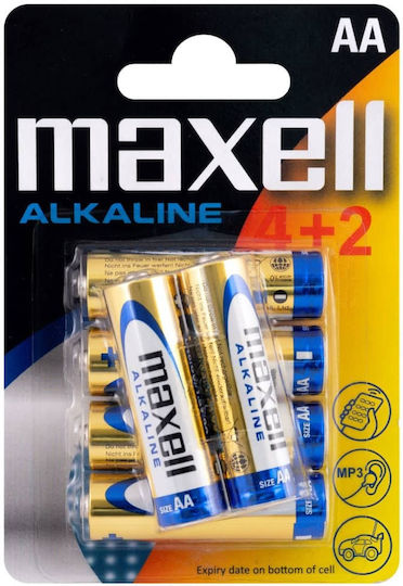 Maxell 6 Pack Alkaline Batteries AA 1.5V
