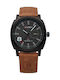 Curren Black - Brown Battery Watch with Leather Strap Brown