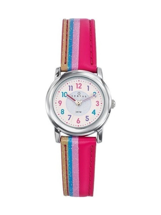 Certus Kids Multicolor Leather Strap Αναλογικό Παιδικό Ρολόι Φούξια με Δερμάτινο Λουράκι