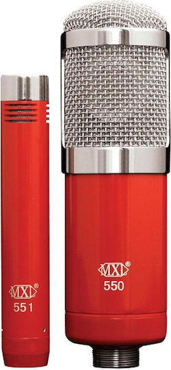 MXL R550/551R Set Condenser (Small Diaphragm) Microphone XLR Shock Mounted for Vocals in Red Color