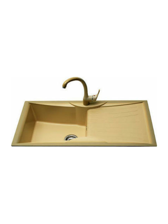 Crown R-61 Economic 6862 Drop-In Мивка Ляв от Синтетичен Гранит Ш99.5xД51см Бял гранит