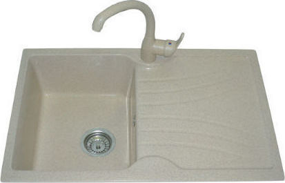 Crown R-83 Economic 6883 Drop-In Sink Left Synthetic Granite W77xD49cm Granite White