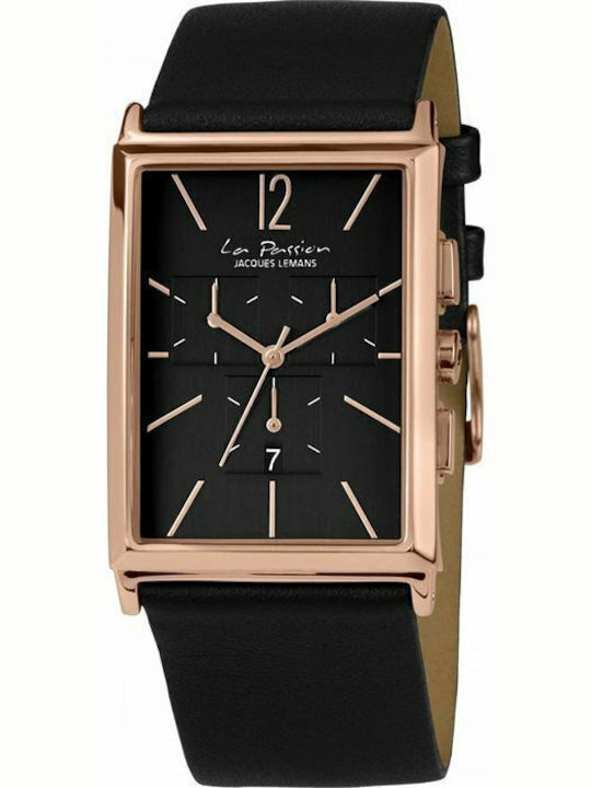 Jacques Lemans La Passion Women's Watch Chronograph with Black Leather Strap