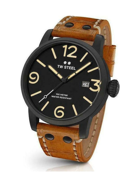 TW Steel Maverick Watch Battery with Brown Leather Strap