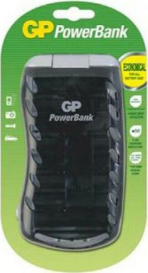 GP Batteries Universal Charger 4 Batteries Ni-MH Size AA/AAA/9V/D