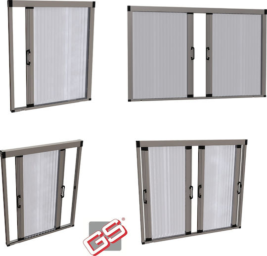 GS Luna Window Mosquito Net Screwed Pleated Black with Frame 240x200cm