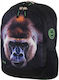 Deck 9 Double Beast Monkey School Bag Backpack Elementary, Elementary Black with Water Bottle Holder 25Liters