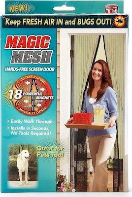 Magic Mesh Screen Door Magnetic Black from Polyester 220x150cm