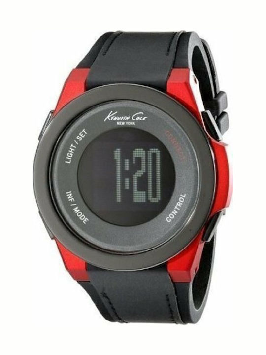 Kenneth Cole Digital Men's Watch 47mm Battery with Black Rubber Strap