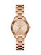 Michael Kors Mini Slim Runway Watch with Pink Gold Metal Bracelet