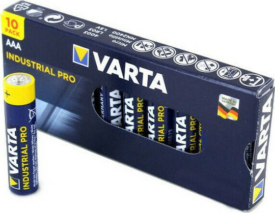 Varta 10 Pack Alkaline Batteries AAA Industrial 1.5V