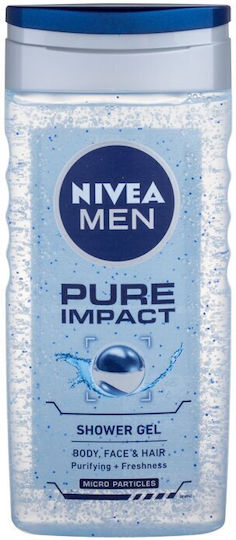Nivea Men Pure Impact Shower Gel Шампоан за Всички Типове Коса 250мл