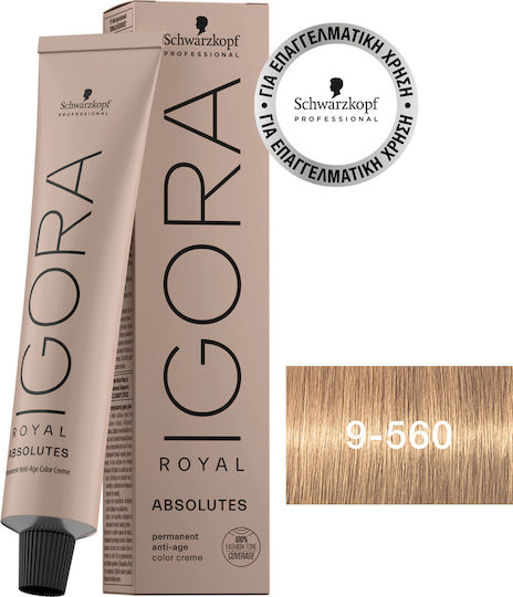 Schwarzkopf Igora Royal Absolutes Age Blend Βαφή Μαλλιών 9-560 Ξανθό Πολύ Ανοιχτό Χρυσό Μαρόν 60ml
