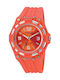 Q&Q Attractive Watch with Orange Rubber Strap