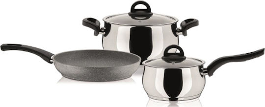 Pyramis Mix Cook Σετ Μαγειρικά Σκεύη από Ανοξείδωτο Ατσάλι Ασημί 3τμχ