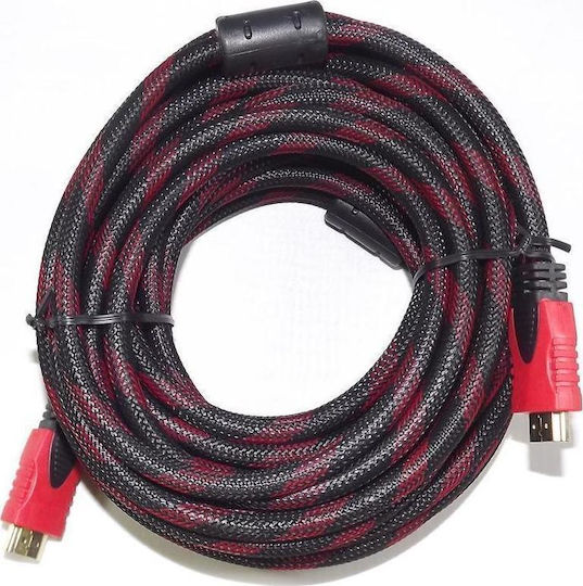 HDMI 1.4 High Speed 1080p 120Hz Braided Cable HDMI Male - HDMI Male 13m Red