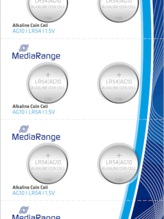 MediaRange Premium Alkaline Coin Cell AG10 Μπαταρίες LR54 1.5V 10τμχ