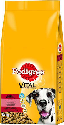 Pedigree Vital Protection 15kg Dry Food for Adult Dogs of Large Breeds with Calf and Rice