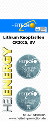 Heitech Heienergy Μπαταρίες Λιθίου CR2025 3V 2τμχ