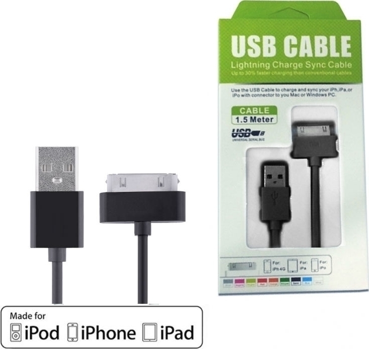 Iphone 4 USB to 30Pin Cable Μαύρο 1.5m (MG41 black) Skroutz.gr