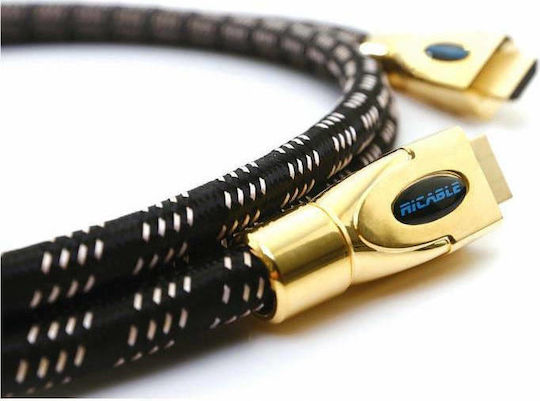 Ricable HDMI 2.0 Premium High Speed 4K 60Hz HDR Geflochtenes Kabel HDMI-Stecker - HDMI-Stecker 1m Schwarz