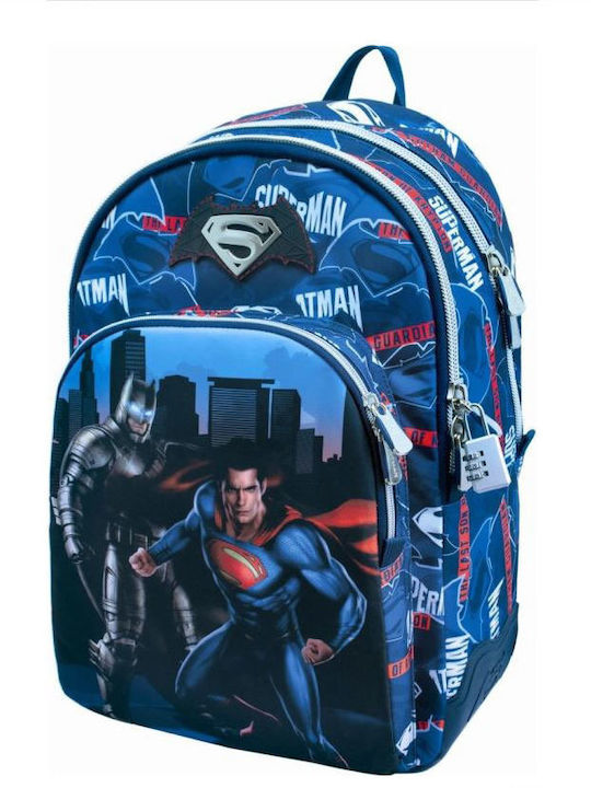 Graffiti Batman Vs Superman School Bag Backpack Elementary, Elementary in Blue color