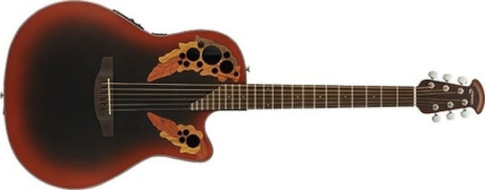 Ovation Akustisch Gitarre Elite Celebrity Mid Depth Ausschnitt Rot / Sunburst