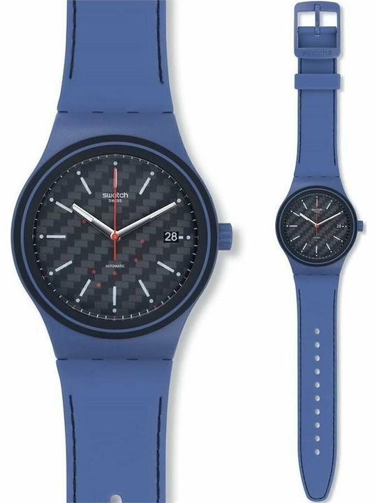 Swatch Sistem Aqua Men's Watch 42mm Automatic with Blue Rubber Strap