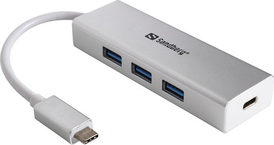 Sandberg USB Hub 3 Ports USB 3.0 with USB-C Connection Silver
