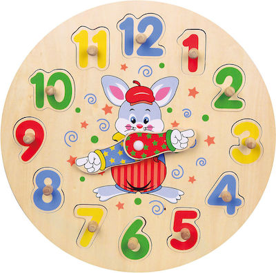 Wooden Kids Peg Puzzle Ρολόι Αριθμών for 3++ Years 12pcs Viga Toys