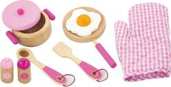 Viga Toys Joc de Gătit / Bucătărie Cooking Tool Set - Pink din Lemn pentru 3+ Ani 9buc 50116