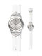 Swatch Scintillating Watch with White Rubber Strap