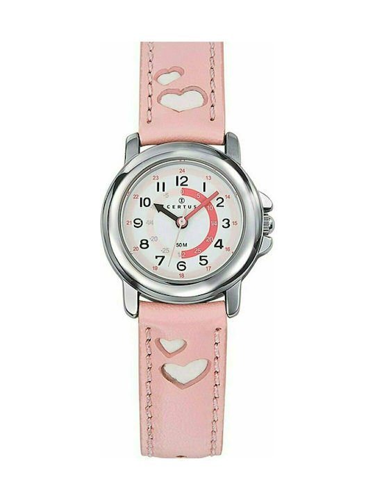 Certus Kids Analog Watch with Leather Strap Pink