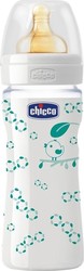 Chicco Γυάλινο Μπιμπερό Well Being Κατά των Κολικών με Θηλή Καουτσούκ 240ml για 0+ μηνών Green Birds