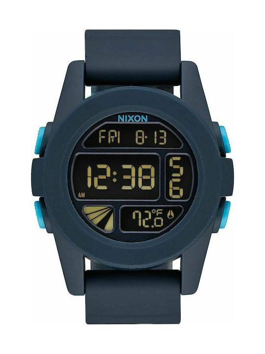 Nixon Unit Digital Uhr Chronograph Batterie mit Blau Kautschukarmband