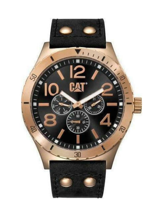 CAT Camden Watch Chronograph Battery with Black Leather Strap