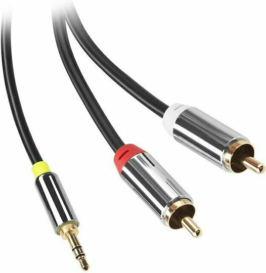 GoGEN GoGEN 3.5mm Male to RCA Male Audio Cable Black 1.5m with Gold Plated Terminals