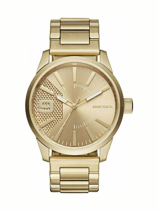 Diesel Men's Watch 46mm Battery with Gold Metal Bracelet