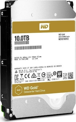 Western Digital Gold 10TB HDD Hard Drive 3.5" SATA III 7200rpm with 256MB Cache for Server WD101KRYZ