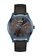 Guess Ανδρικό Ρολόι 44mm Μπαταρίας με Καφέ Δερμάτινο Λουράκι