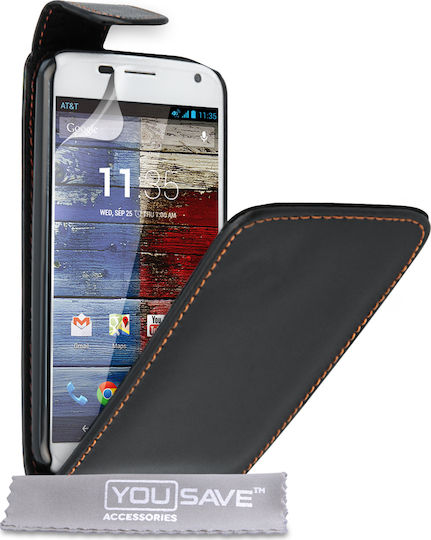 YouSave Accessories Leather-Effect Flip Vertikaler Flip Synthetisches Leder Magnetisch Schwarz
