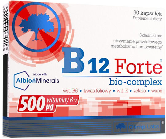 Olimp Sport Nutrition B12 Forte Vitamin for Nervous System Health 500iu 500mg 30 caps