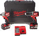 Milwaukee M18 BLPP2B-502C Set Impact Drill Driver & Impact Screwdriver 18V with 2 5Ah Batteries and Case