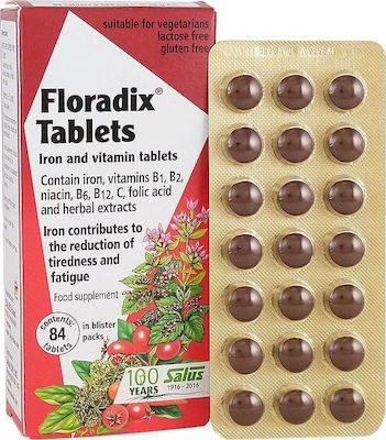 Salus Haus Floradix Tablets Οργανικός Σίδηρος, Βιταμίνες C & B Complex 84 ταμπλέτες