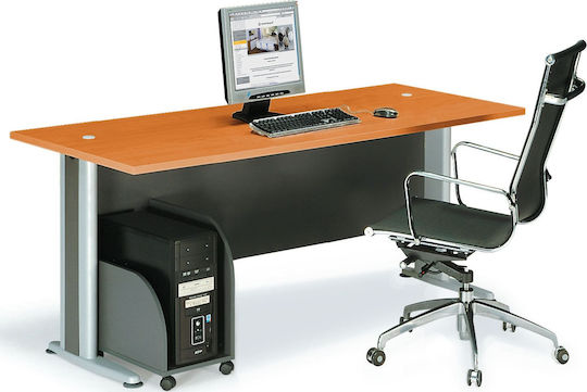 Birou Profesional Basic Din Lemn Gri / Cireașă cu Picioare Metalice 180x80x75cm EO998,1