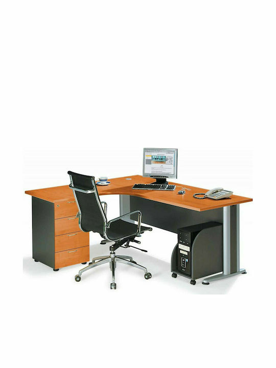 Γωνιακό Επαγγελματικό Γραφείο Superior Compact Ξύλινο με Μεταλλικά Πόδια 180x150x75εκ.